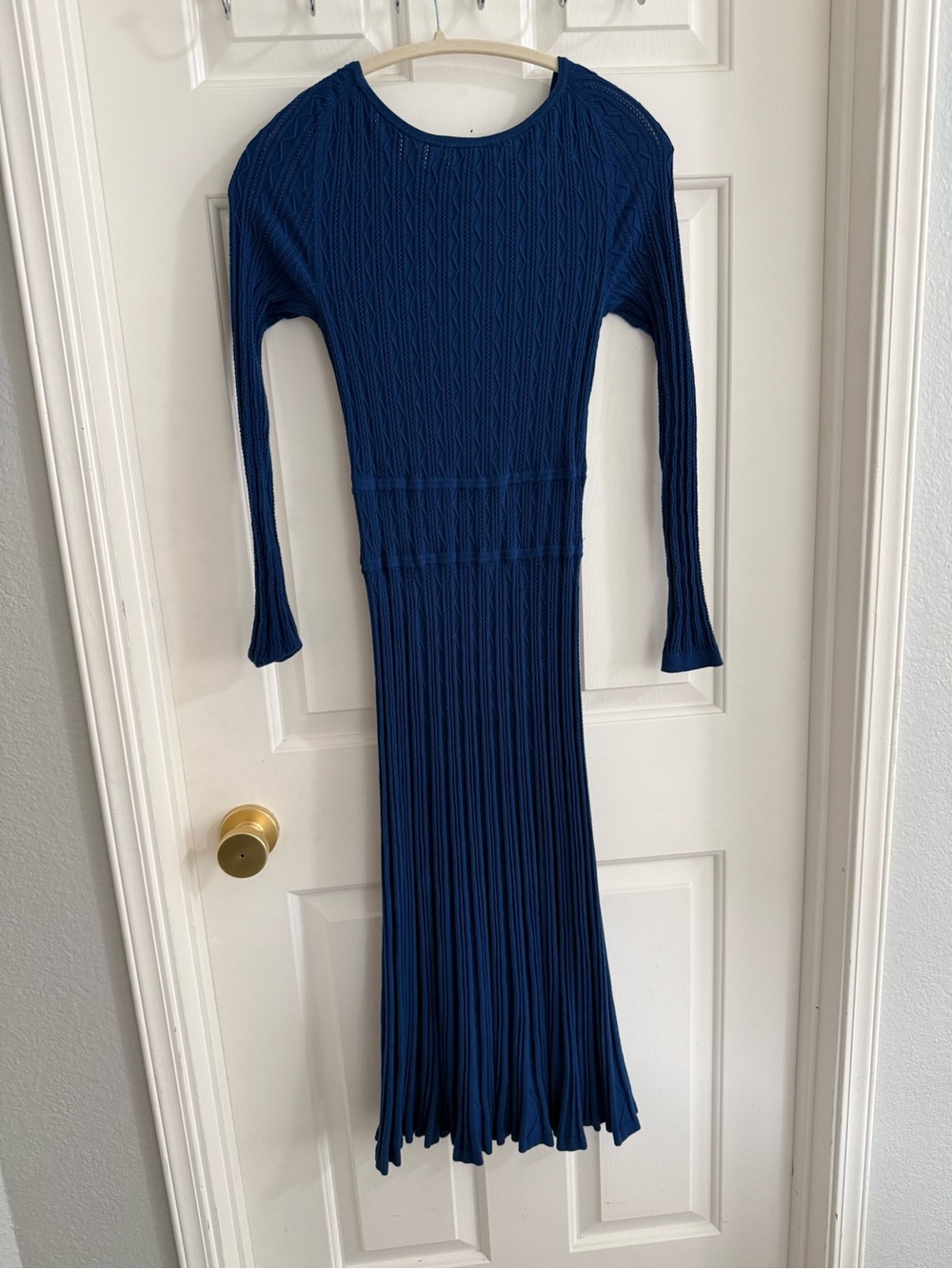 Boden Royal Blue Cable-Knit Long Sleeve Midi Dress - Picture 4 of 5